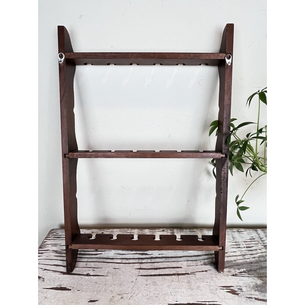 Vintage Wooden 18 Slot Spoon Rack Display Holder / Farmhouse Country Decor 15”